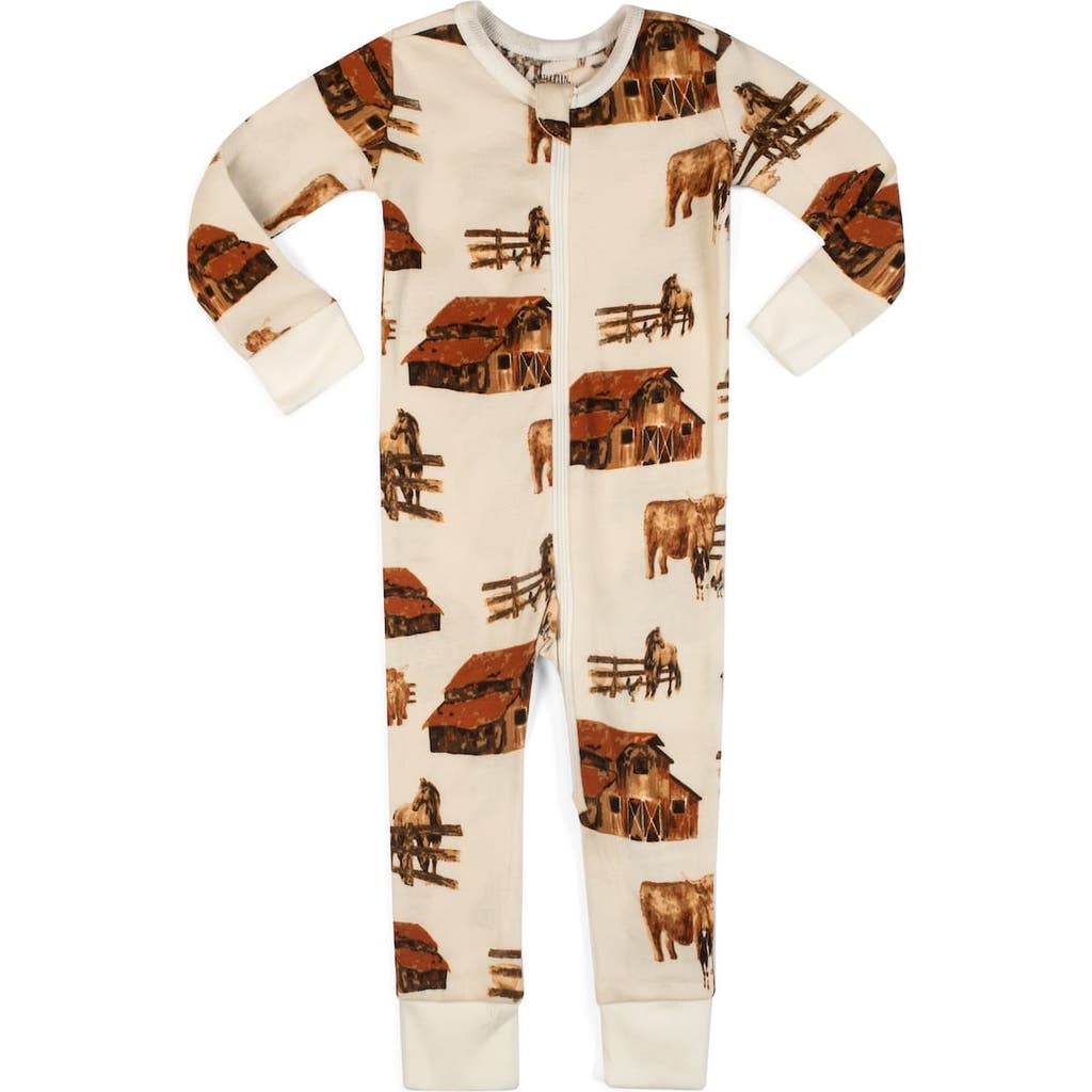 Milkbarn Organic Cotton Zipper Pajama In Multi