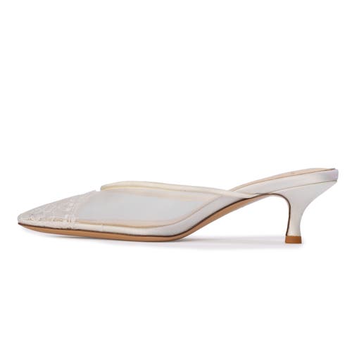 Black Suede Studio Cara 50 Mesh Mule In White
