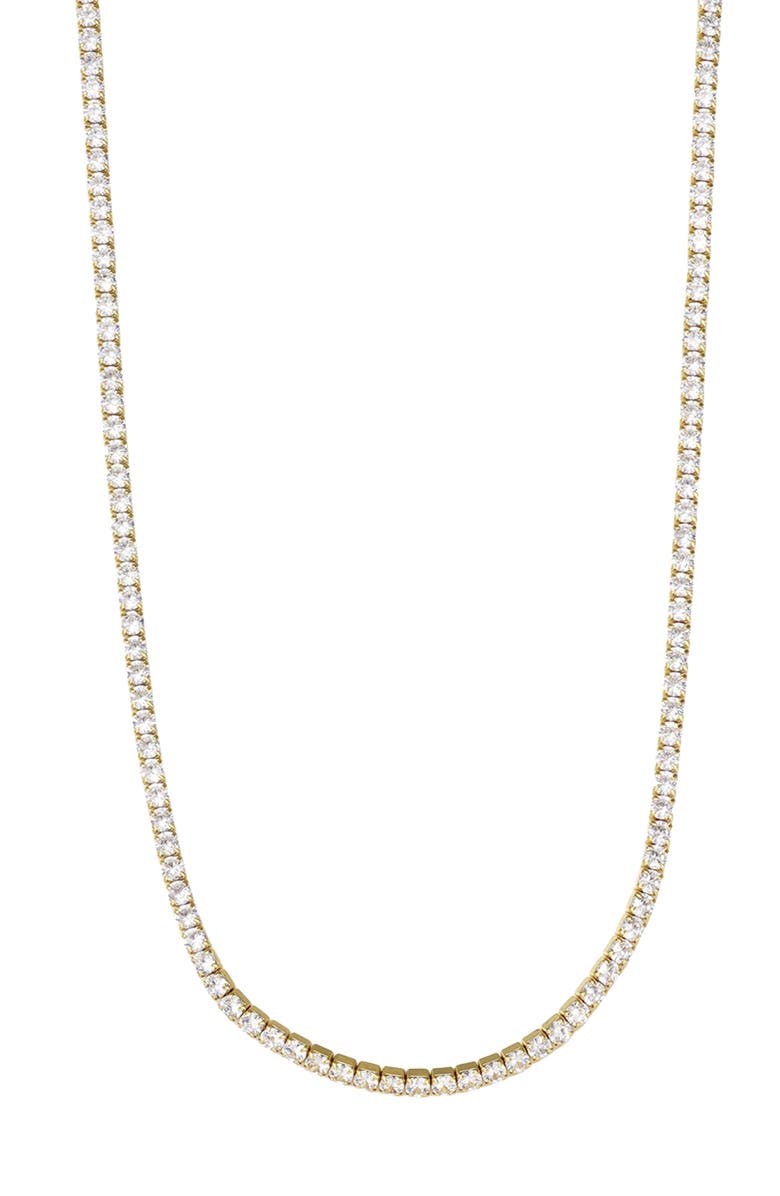 Adornia Crystal Tennis Necklace, Main, color, Gold