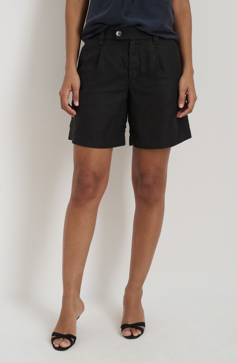 Alex Mill Luna Pleated Linen Shorts, Main, color, Black