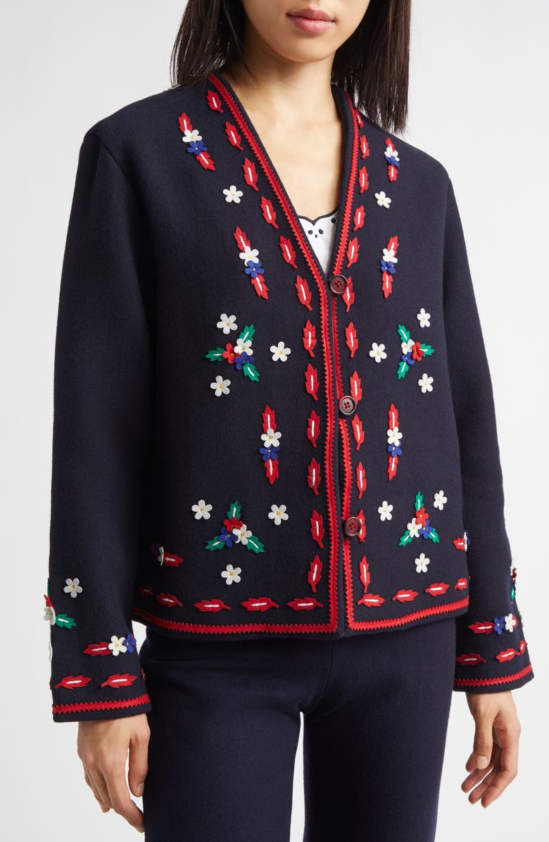 Bode Carroll Wool Jacket, Alternate, color, Navy Red