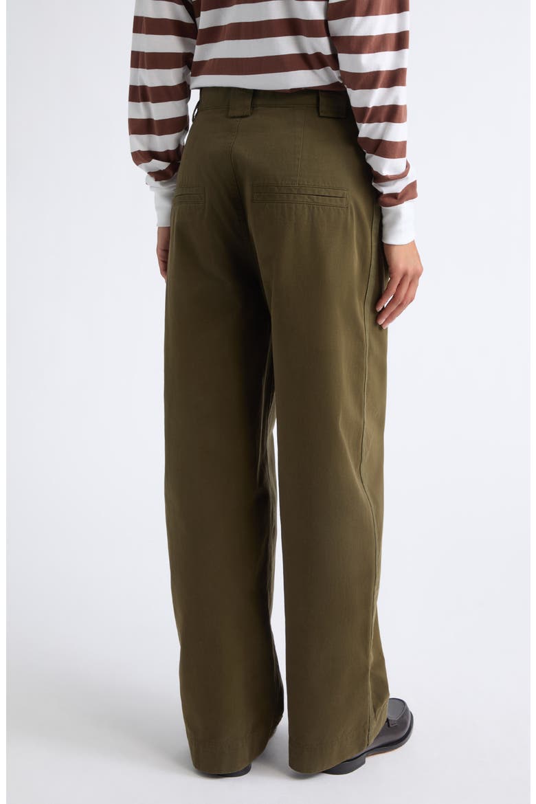 The Edit High Waist Wide Leg Cotton Trousers, Alternate, color, DUFFEL