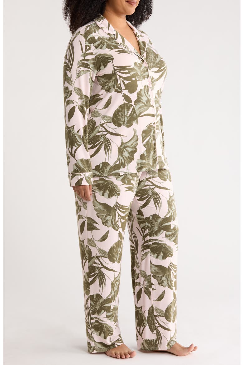 Moonlight Eco Knit Pajamas, Alternate, color, PINK- OLIVE SKETCH TROPIC