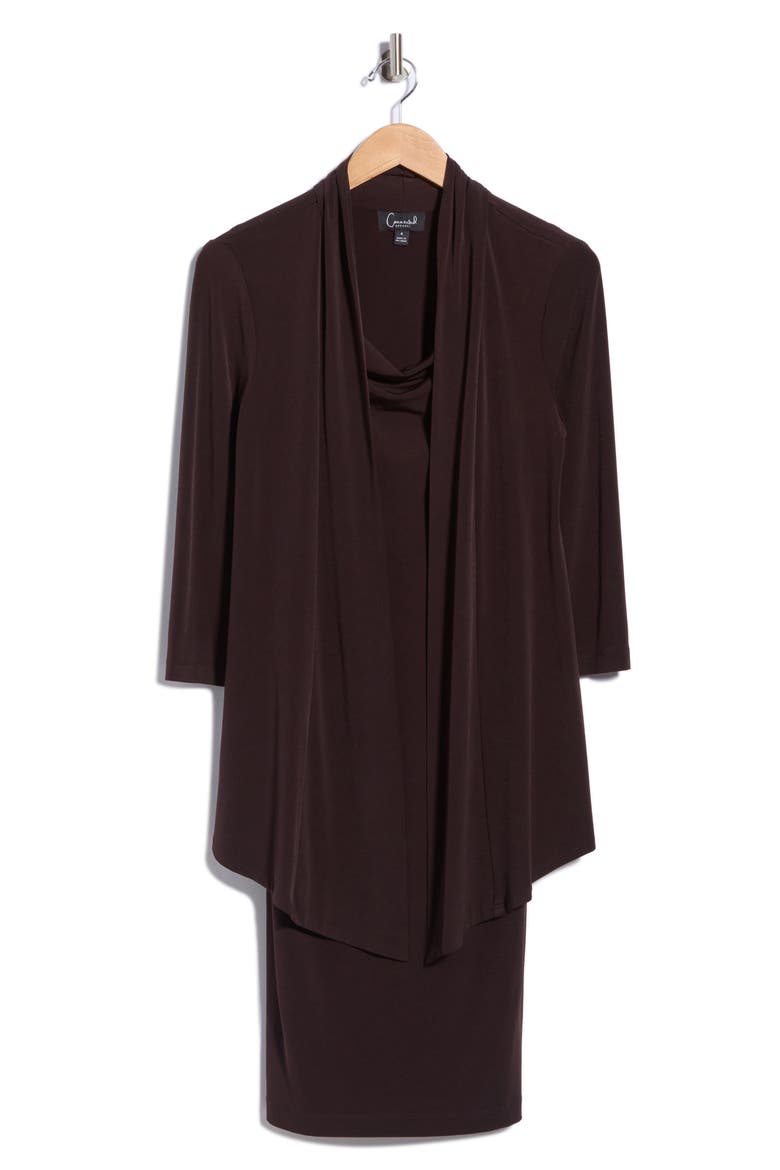 Long Sleeve Mock Jacket Dress, Alternate, color, DARK BROWN