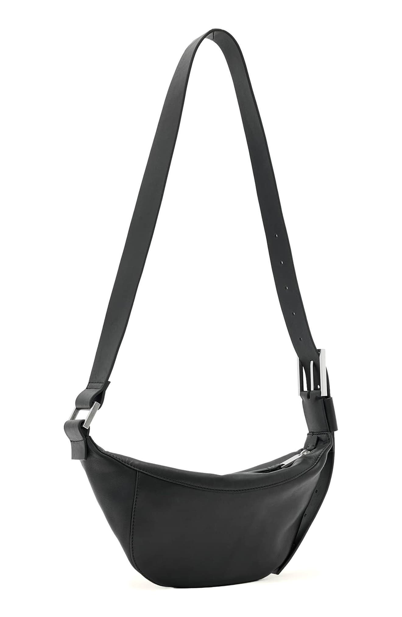Luna Leather Crossbody Bag, Alternate, color, BLACK/ SILVER