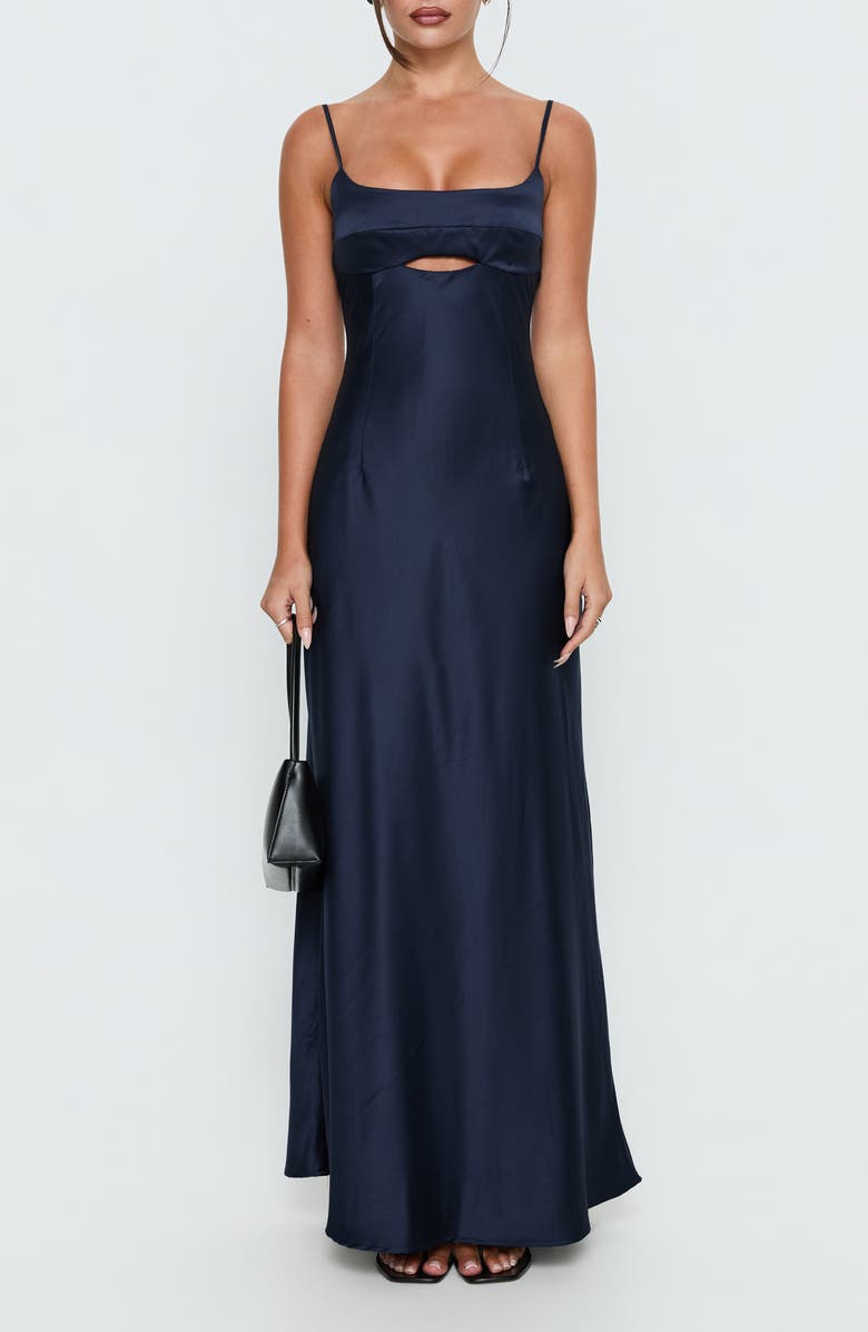 Princess Polly Powell Sleeveless Satin Gown, Main, color, 