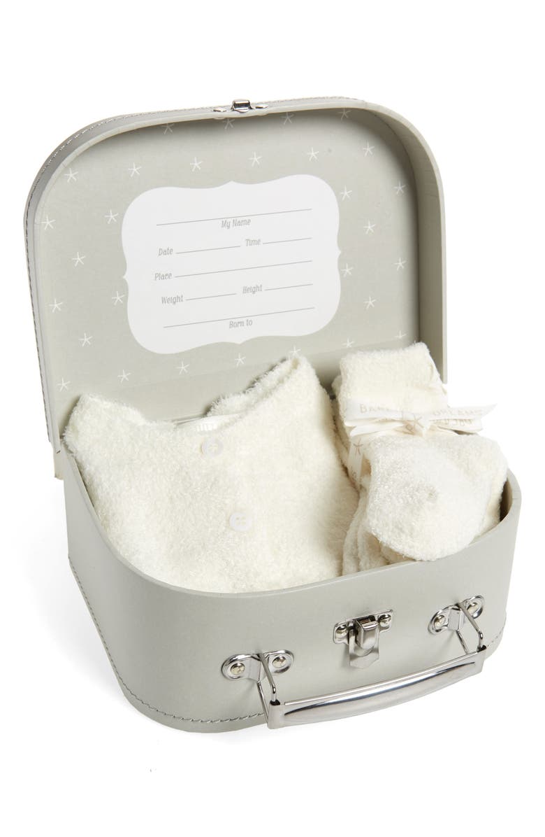 Barefoot Dreams<sup>®</sup> CozyChic<sup>®</sup> Lite Classic Cardigan, Pants, Socks, Beanie & Suitcase Set, Alternate, color, Pearl