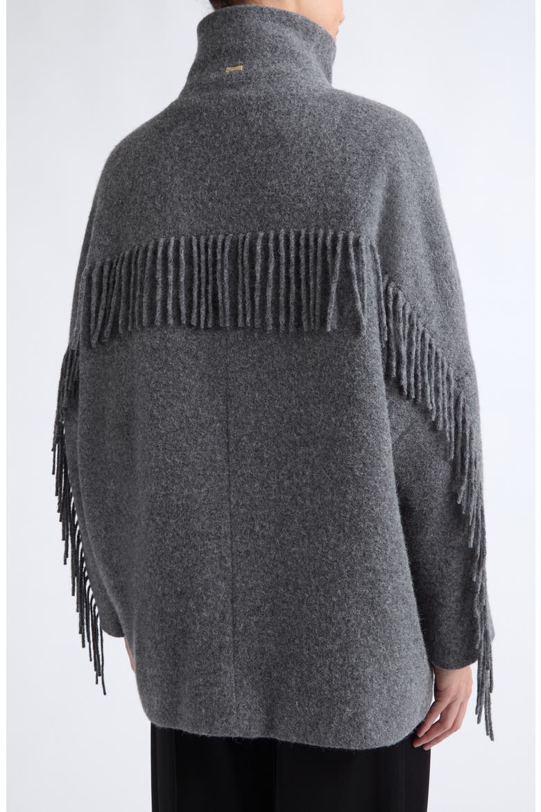 Fringed Alpaca, Nylon & Wool Jacket with Ultralight Bib Inset, Alternate, color, 9487 CHARCOAL