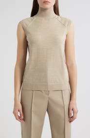 BOSS Fipini Turtleneck Sleeveless Virgin Wool Sweater