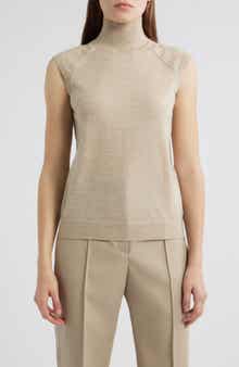 BOSS Fipini Turtleneck Sleeveless Virgin Wool Sweater