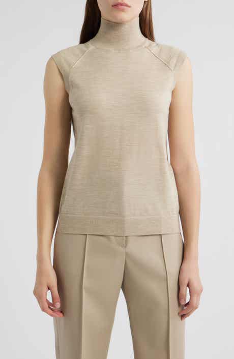 BOSS Fipini Turtleneck Sleeveless Virgin Wool Sweater