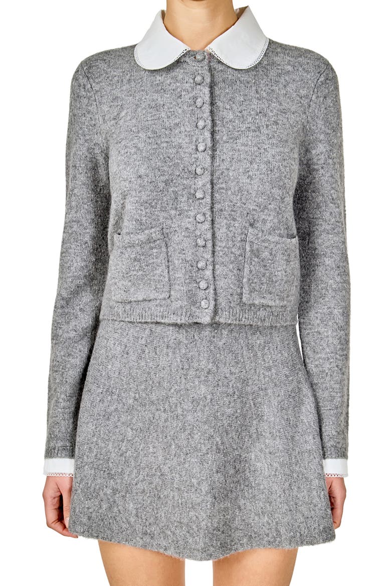 Peter Pan Collar Cardigan, Main, color, GREY