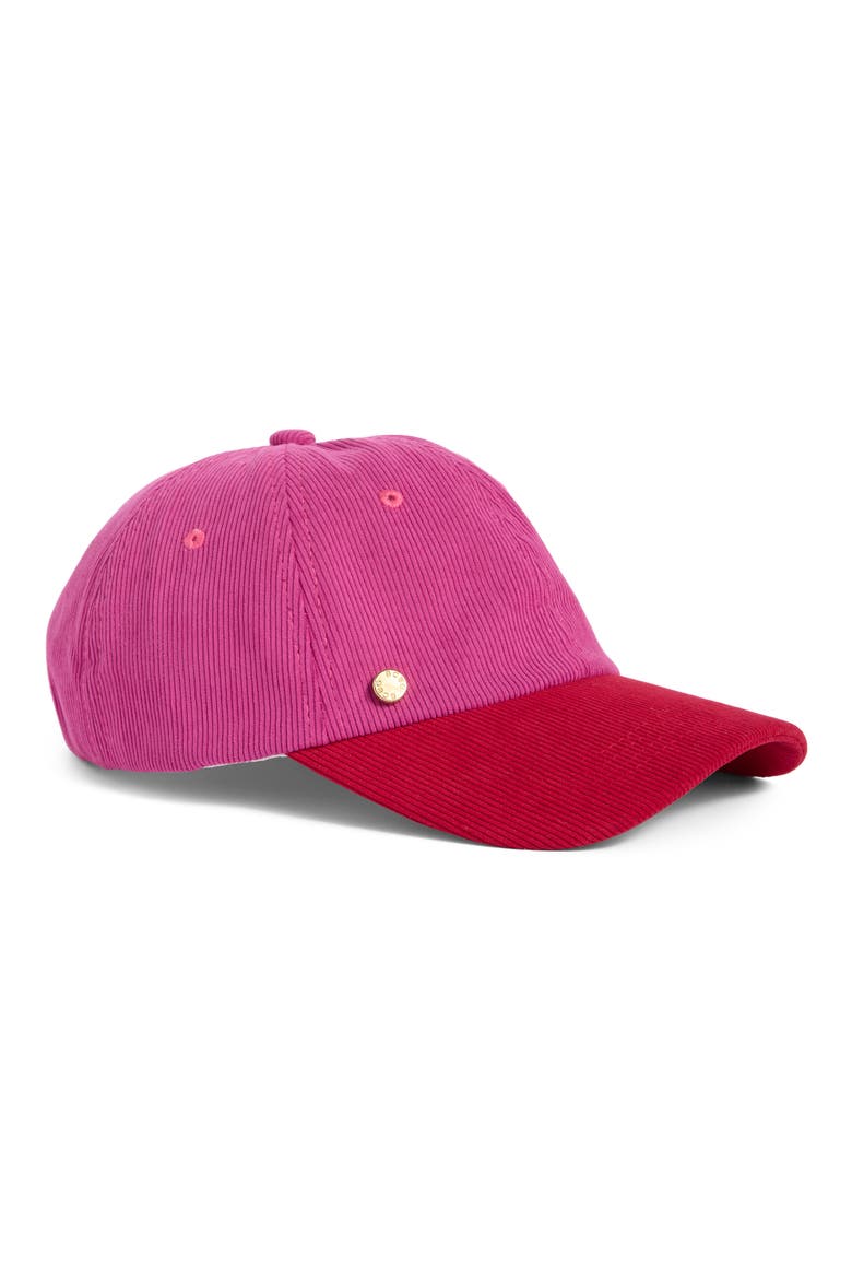 Colorblocked Corduroy Baseball Cap, Main, color, RED MULTI