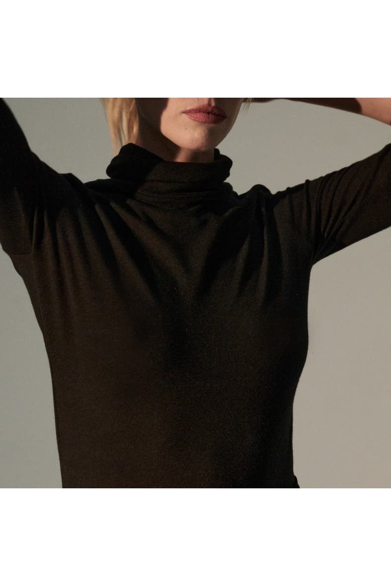 Cotton Cashmere Long Sleeve Turtleneck, Alternate, color, NOIR