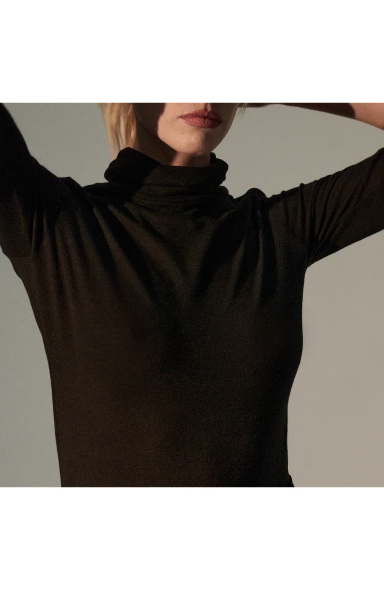 Majestic Filatures Cotton Cashmere Long Sleeve Turtleneck, Alternate, color, Noir