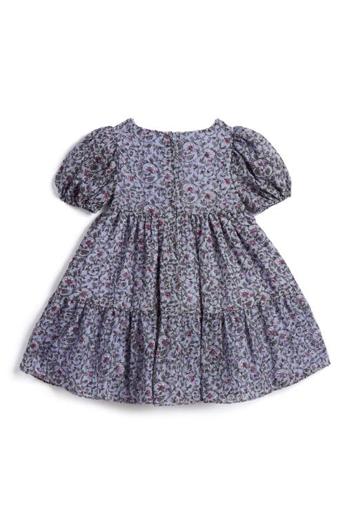 Pippa & Julie Kids' Olive Boho Floral Print Party Dress & Bloomers In Blue