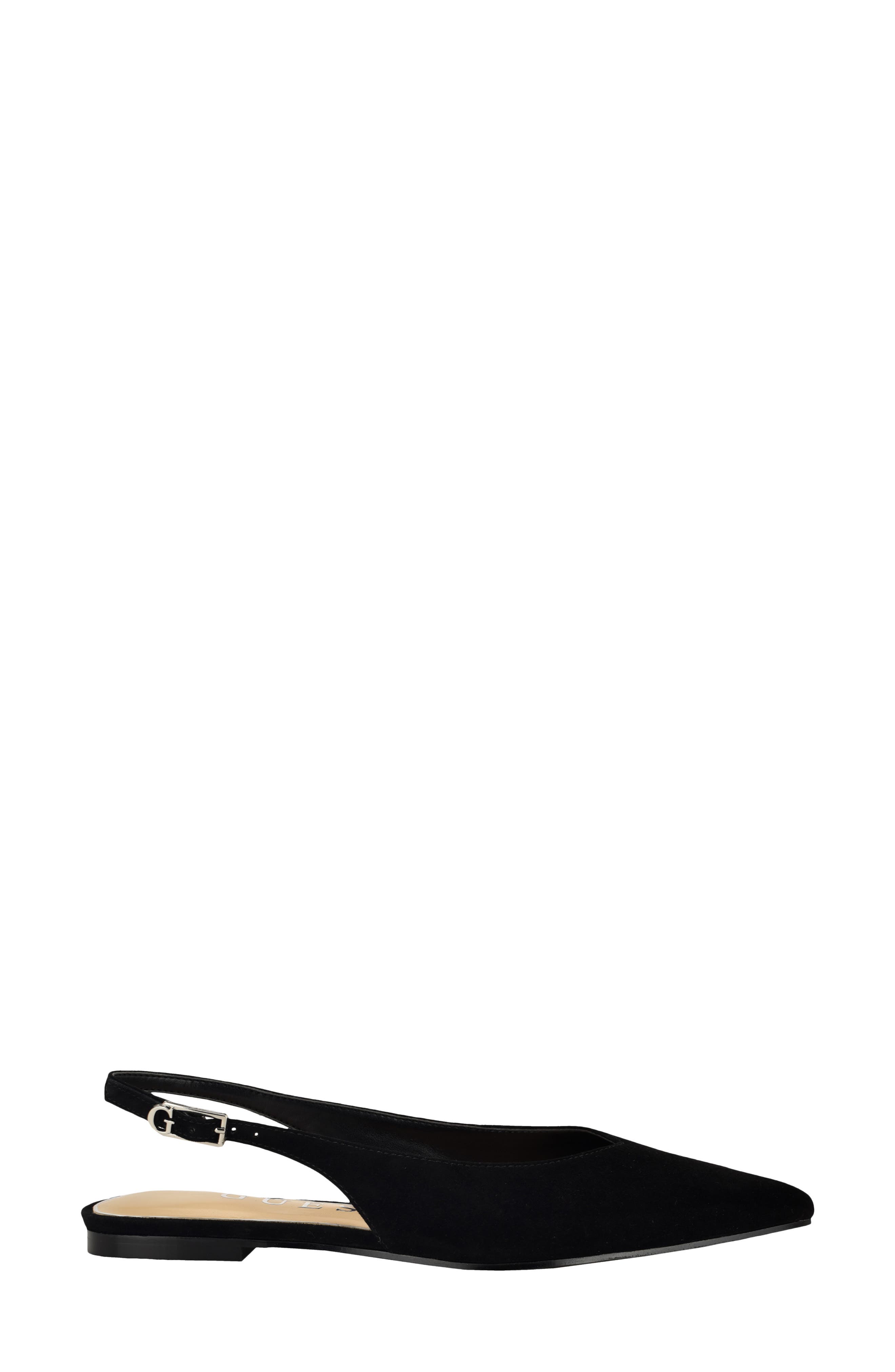 GUESS Dorazio Slingback Pointed Toe Flat, Alternate, color, Black