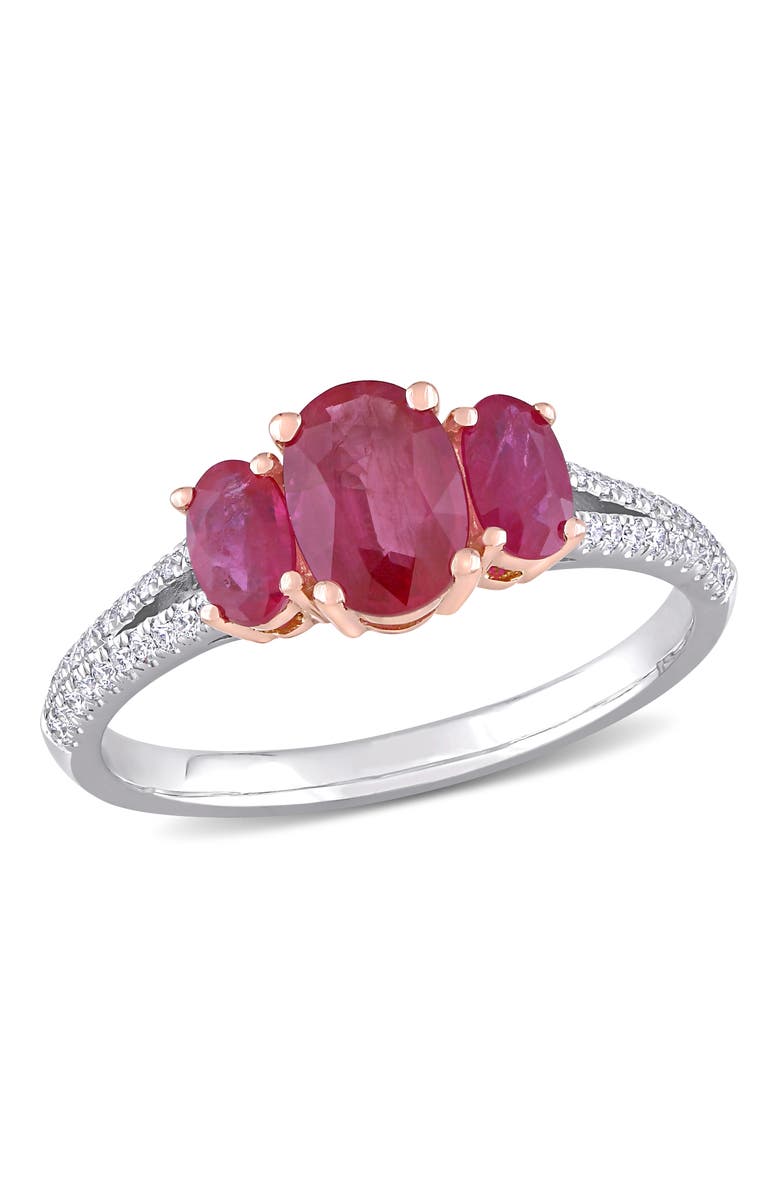 Julianna B. Ruby & Diamond 3-Stone Ring 14k, Main, color, Ruby