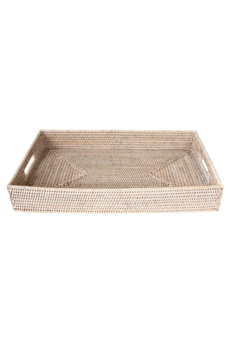 Artifacts Trading Company<sup>™</sup> Artifacts Rattan Rectangular Tray With Cutout Handles, Alternate, color, White Wash