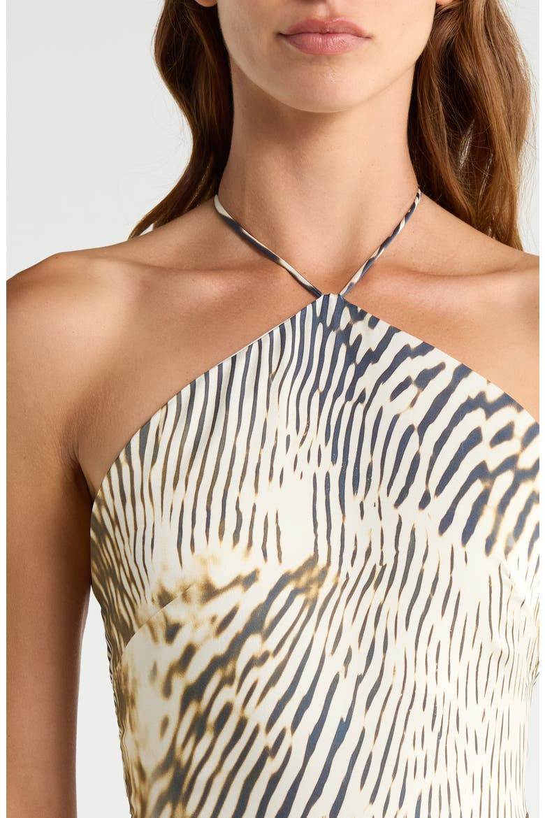 Luna Animal Print Satin Halter Gown, Alternate, color, ANIMAL PRINT