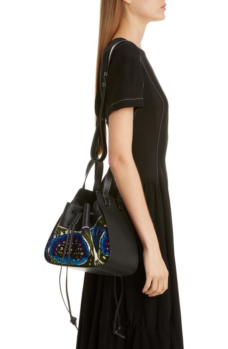 Loewe Small Hammock Floral Leather Hobo Bag, Alternate, color,