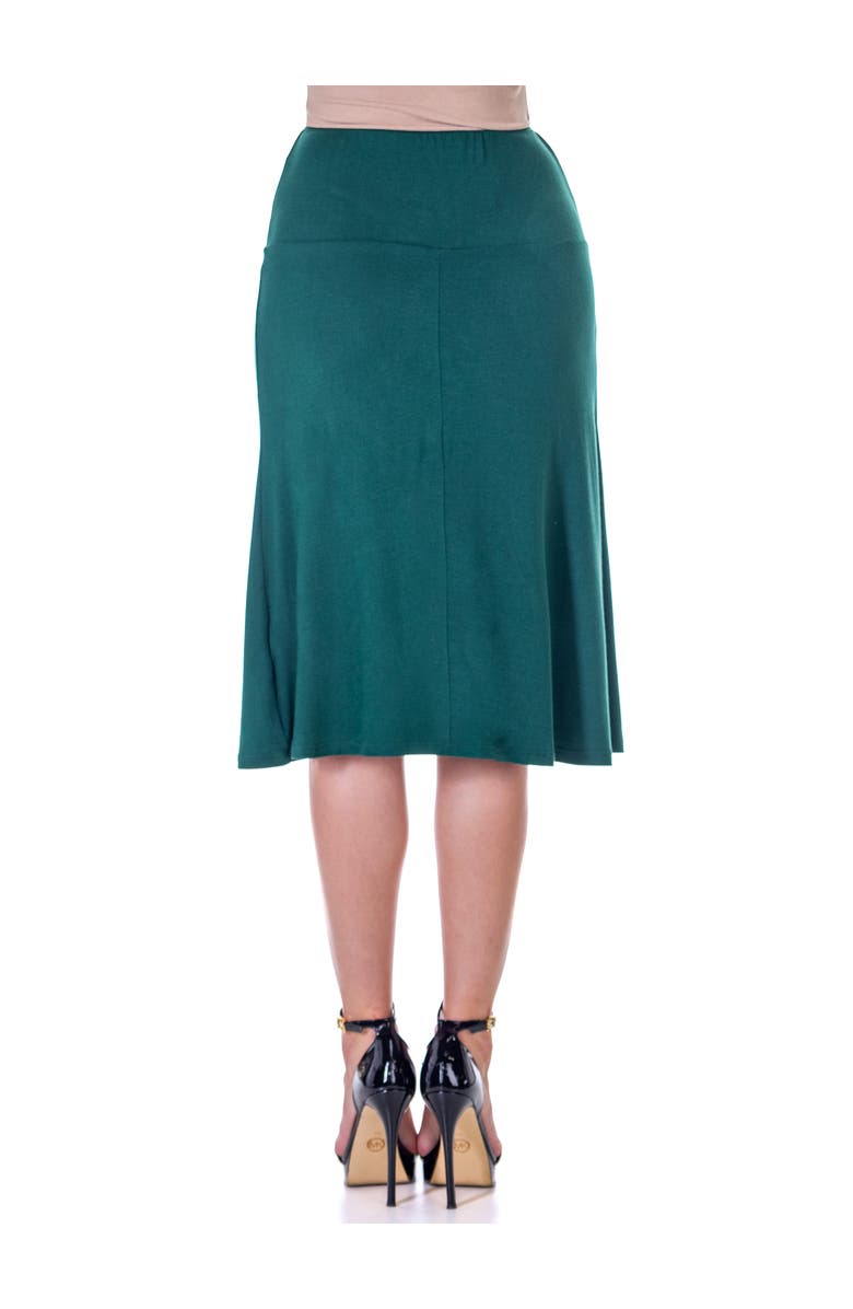 24seven Comfort Apparel Petite A Line Elastic Waist Knee Length Skirt, Alternate, color, Hunter