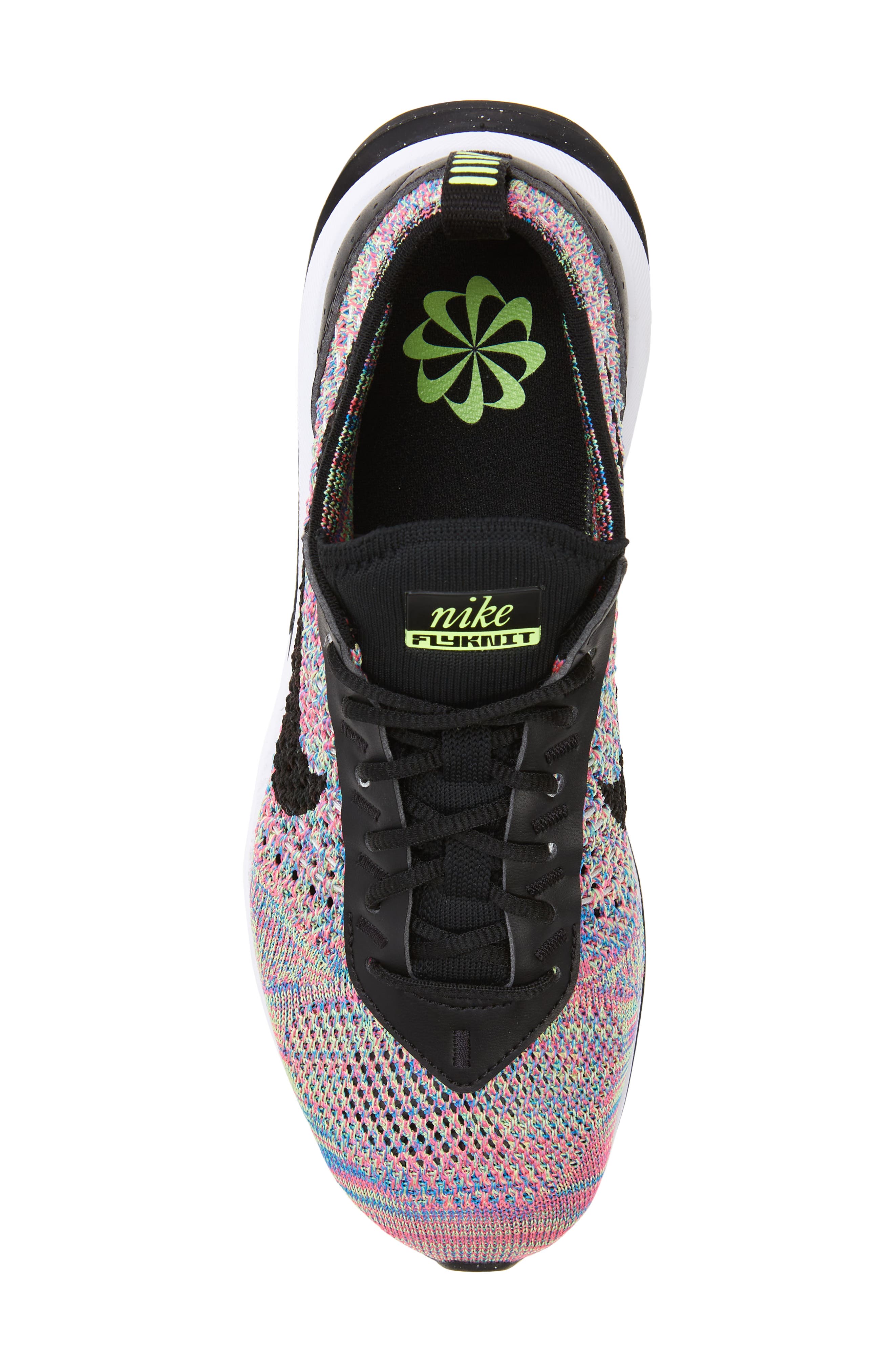 Nike Air Max Flyknit Racer Sneaker, Alternate, color, Green/ Black/ Pink/ Blue