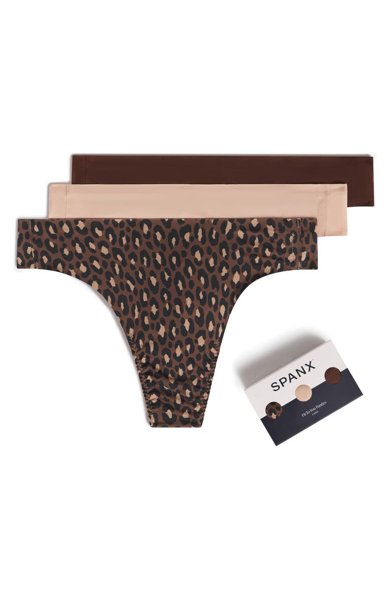SPANX<sup>®</sup> Fit-to-You Assorted 3-Pack Thongs, Main, color, Iconic Leopard/ Naked 2.0