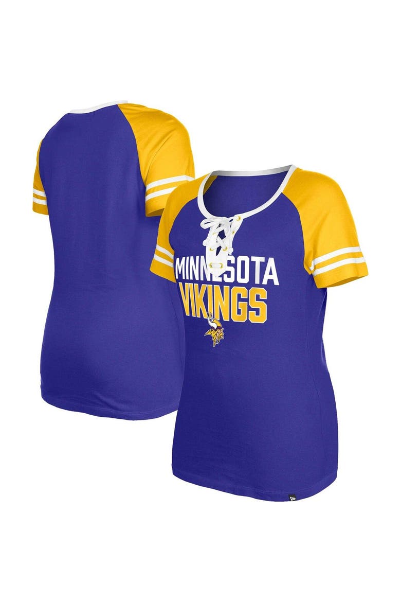 Women's New Era  Purple Minnesota Vikings Raglan Lace-Up T-Shirt, Main, color, Purple