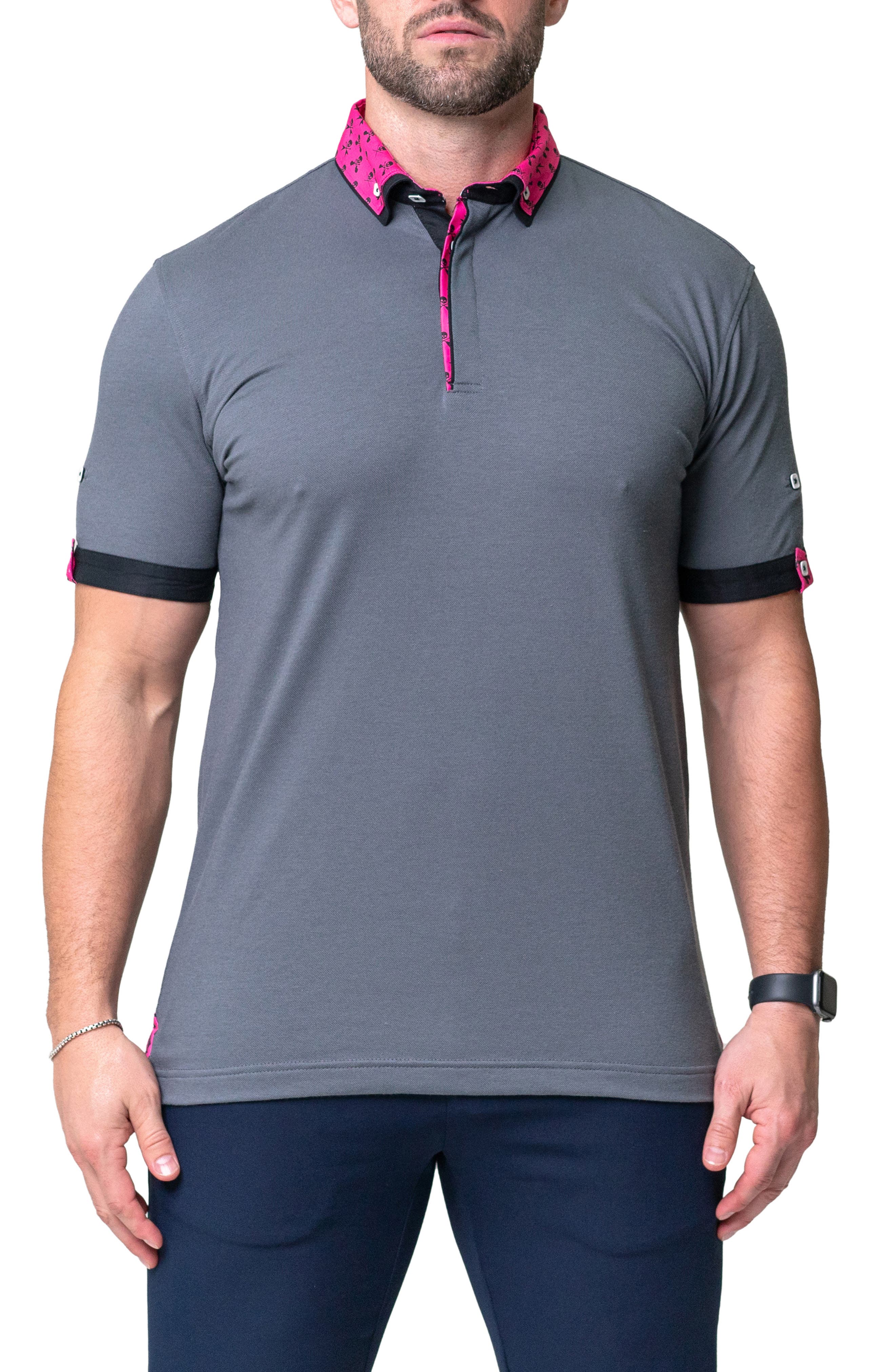 Maceoo Mozartsolid Crossbone Grey Jersey Polo
