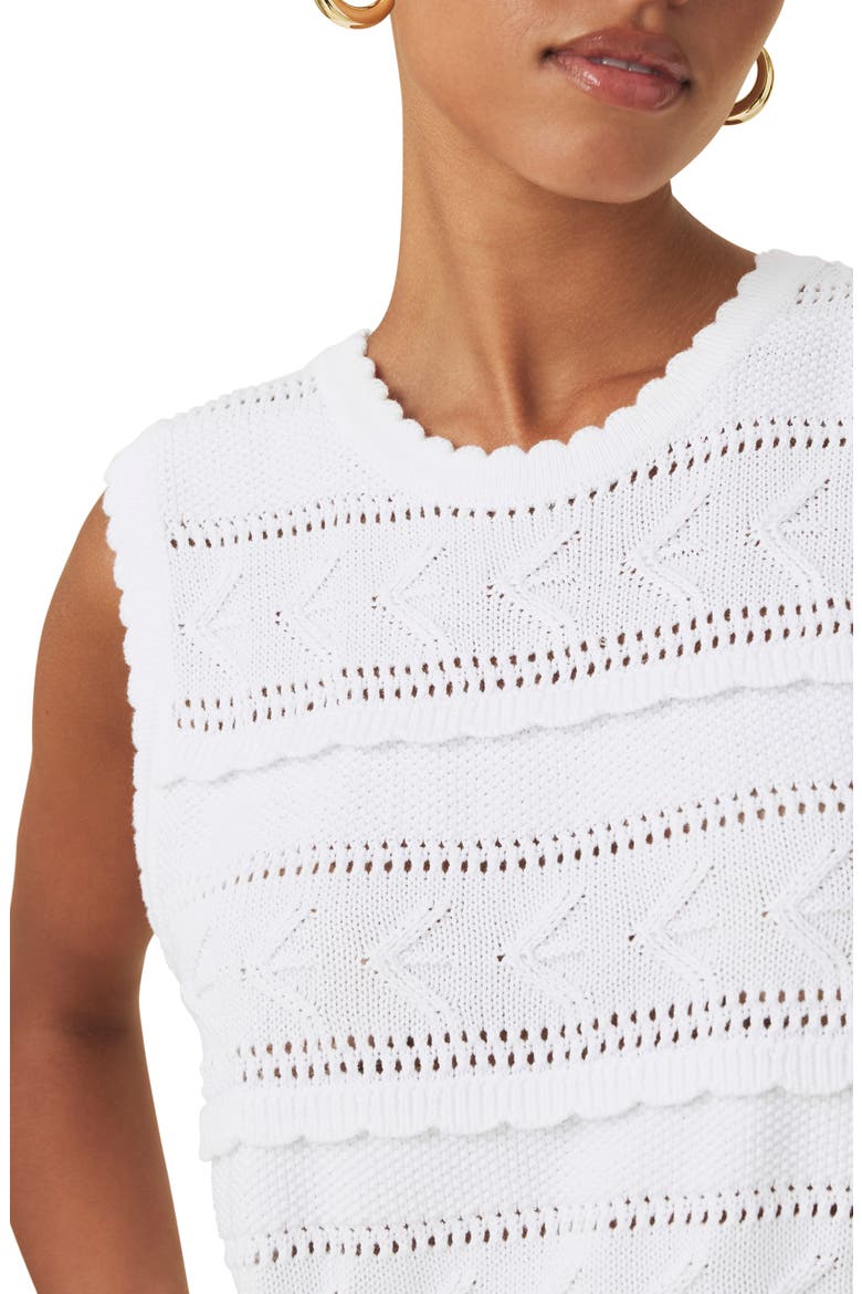 Giovanna Open Stitch Cotton Sweater Tank, Alternate, color, WHITE