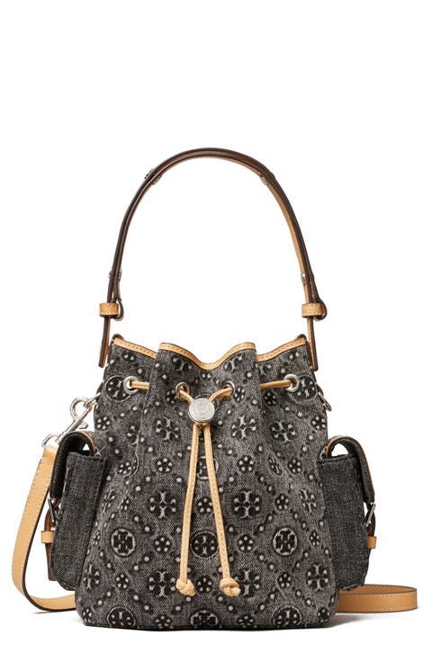 T Monogram Denim Bucket Bag