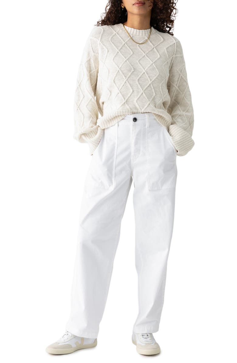 Sanctuary Coastal Cabled Cotton Crewneck Sweater, Alternate, color,