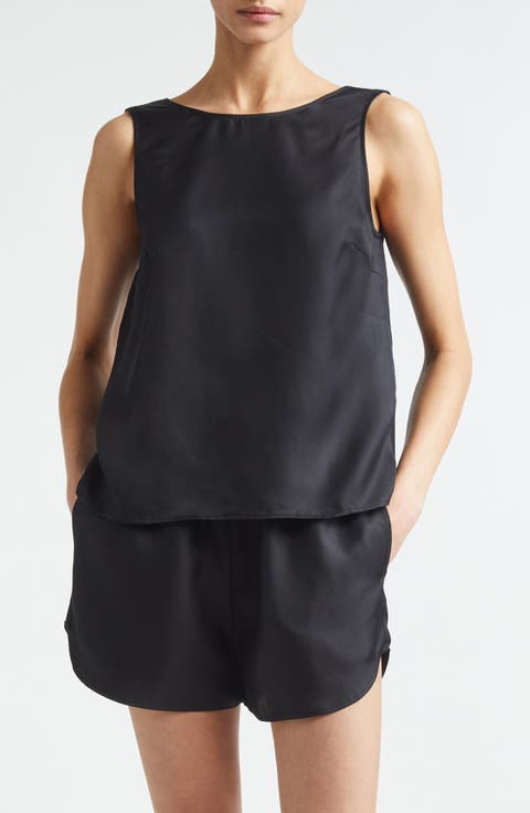 Gema Draped Open Back Silk Twill Top