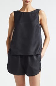 LOULOU DE SAISON Gema Draped Open Back Silk Twill Top