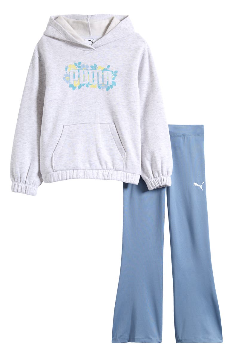 PUMA Kids' Logo Fleece Hoodie & Flared Leggings Set, Main, color,