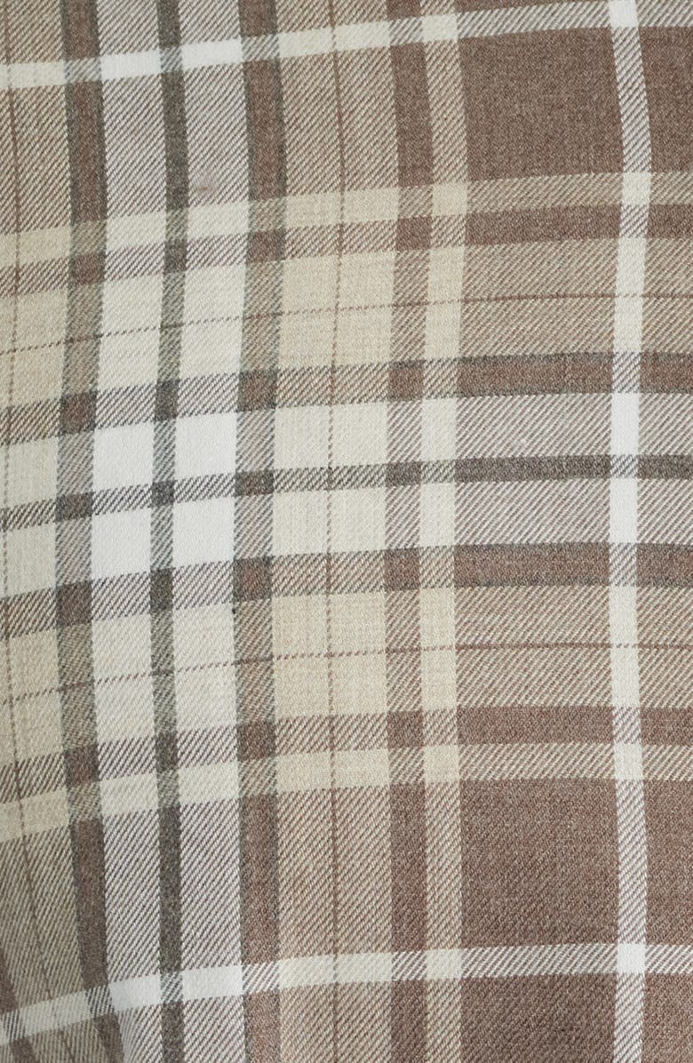 Scott Barber Weekend Regular Fit Heathered Plaid Cotton Button-Up Shirt, Alternate, color, Cocoa Heather