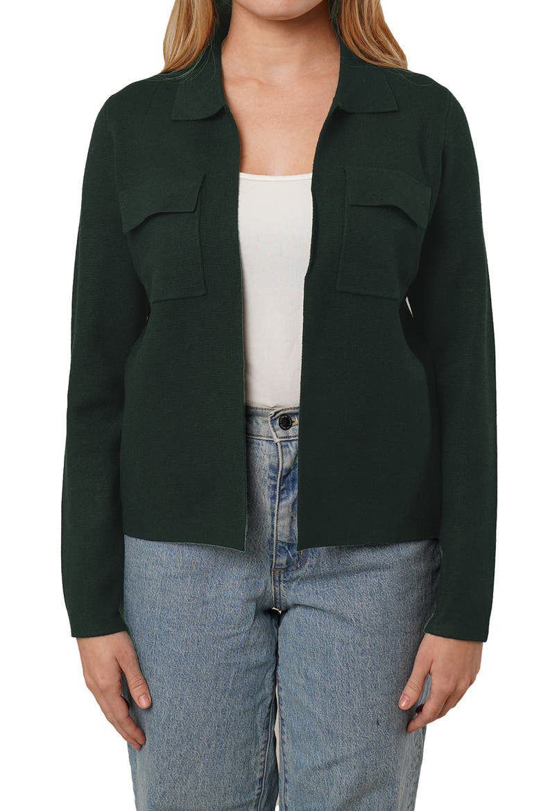 Open Front Knit Cardigan, Main, color, WAXED LODEN