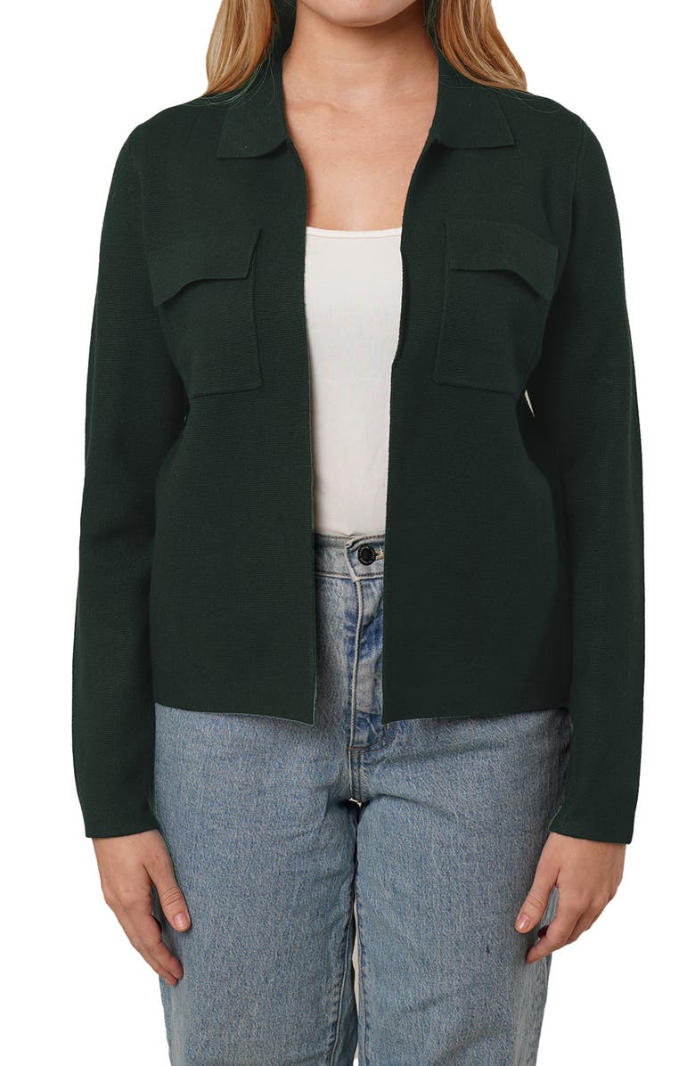 CYRUS Open Front Knit Cardigan, Main, color, Waxed Loden