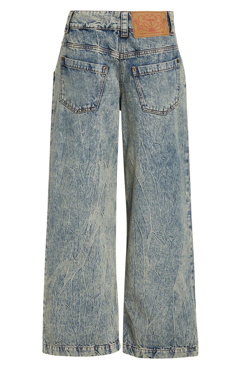 Vaquera Acid Wash Backwards Wide Leg Jeans, Main, color, Blue
