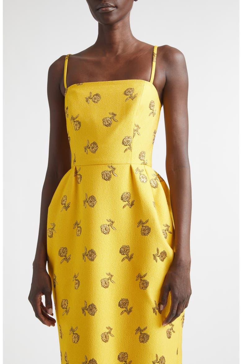Carnation Jacquard Bell Gown, Alternate, color, SAFFRON MULTI