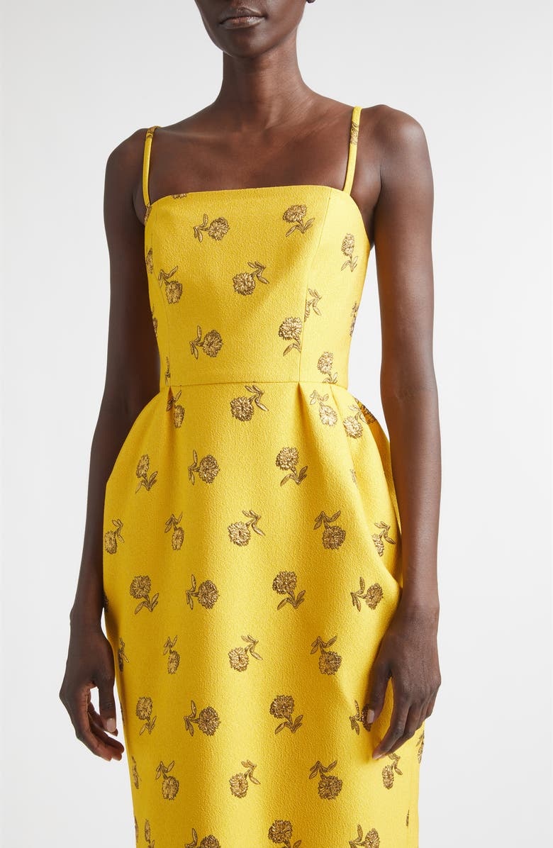 Carolina Herrera Carnation Jacquard Bell Gown, Alternate, color, Saffron Multi