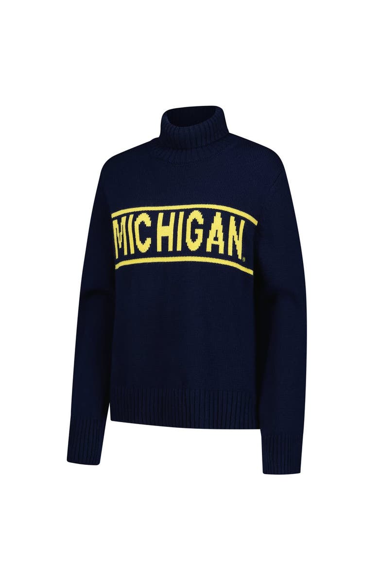 Gameday Social Women's Gameday Social Navy Michigan Wolverines Chenille Turtleneck Sweater, Alternate, color, Navy