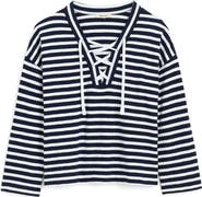 Madewell Stripe Lace-Up Long Sleeve Top
