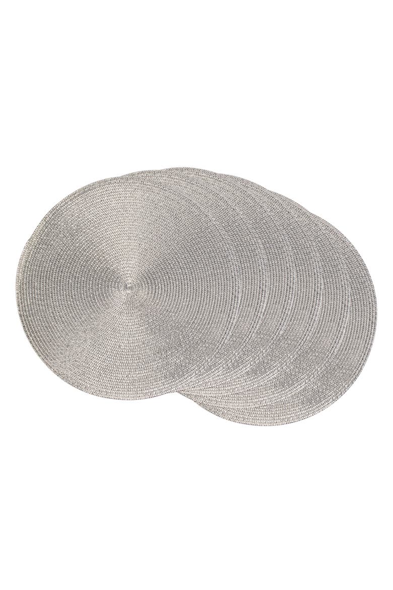 Metallic Round Woven Placemat Set/6, Main, color, Silver