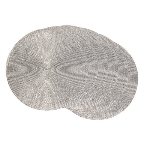 Metallic Round Woven Placemat Set/6