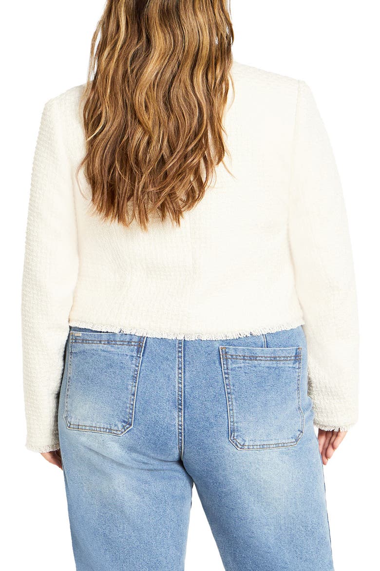Mariah Fray Hem Tweed Jacket, Alternate, color, IVORY