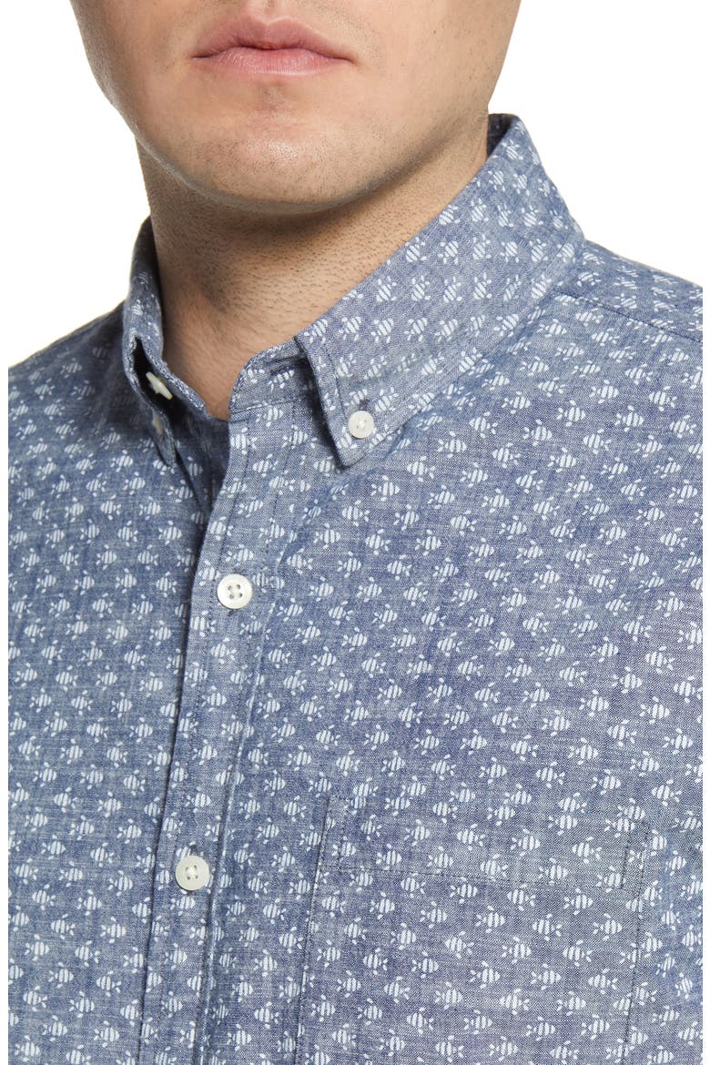 Finn Murray Slim Fit Plaid Stretch Button-Down Shirt, Alternate, color, MOONSHINE