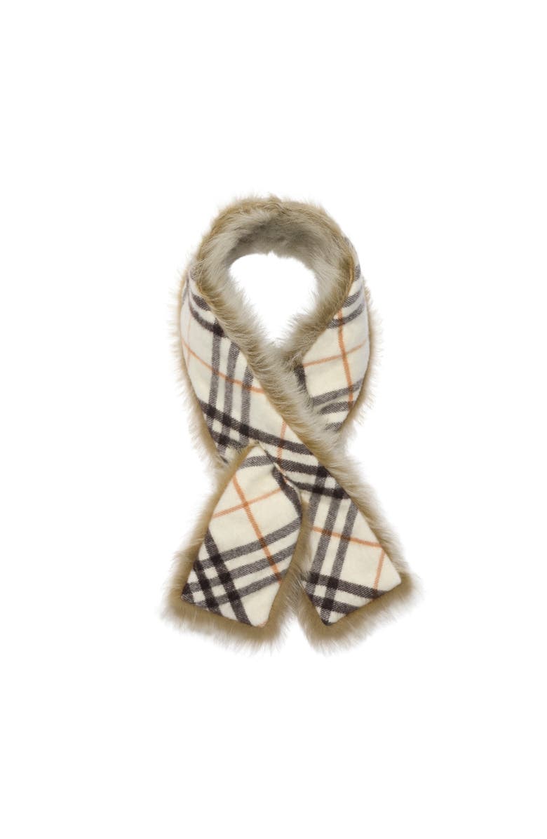 Burberry Reversible Shearling Scarf, Alternate, color, Pebble Grey/Linden Beige