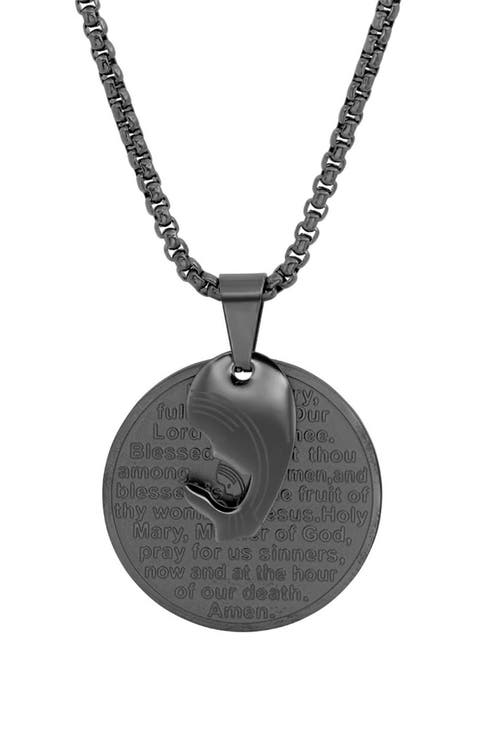 Men's Hail Mary Medallion Pendant Necklace